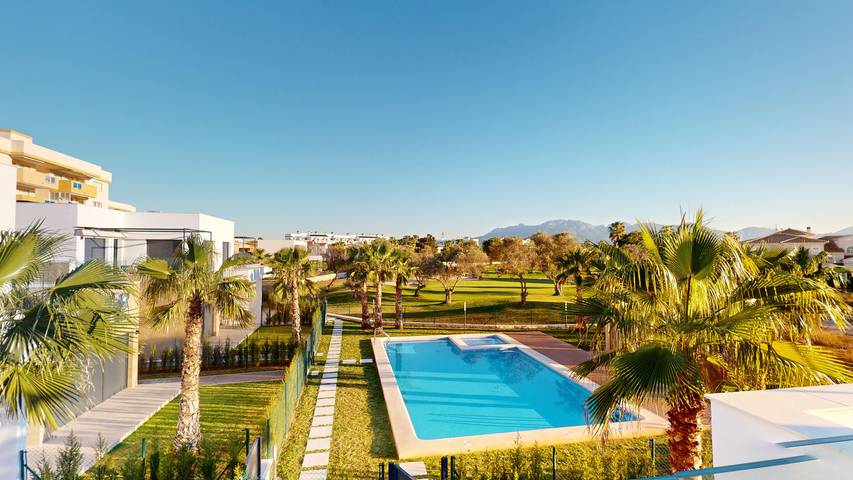 Bungalow para 6 personas, con Terraza y Jardín además de Piscina y Vistas en Oliva