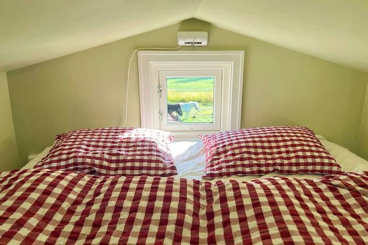 Mikrohaus in einem Rosengarten auf einem Kleinbauernhof in Frogn