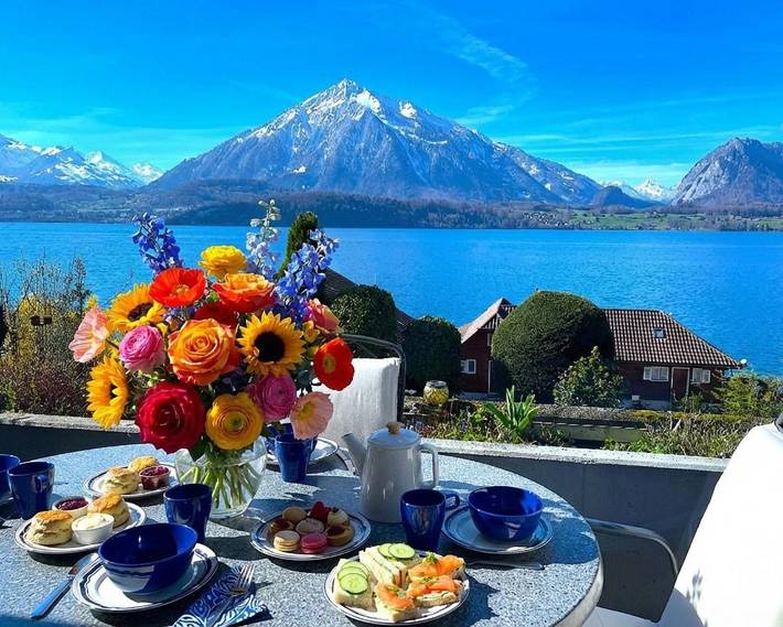 Ferienhaus für 3 Personen, mit Balkon und Garten in Sigriswil