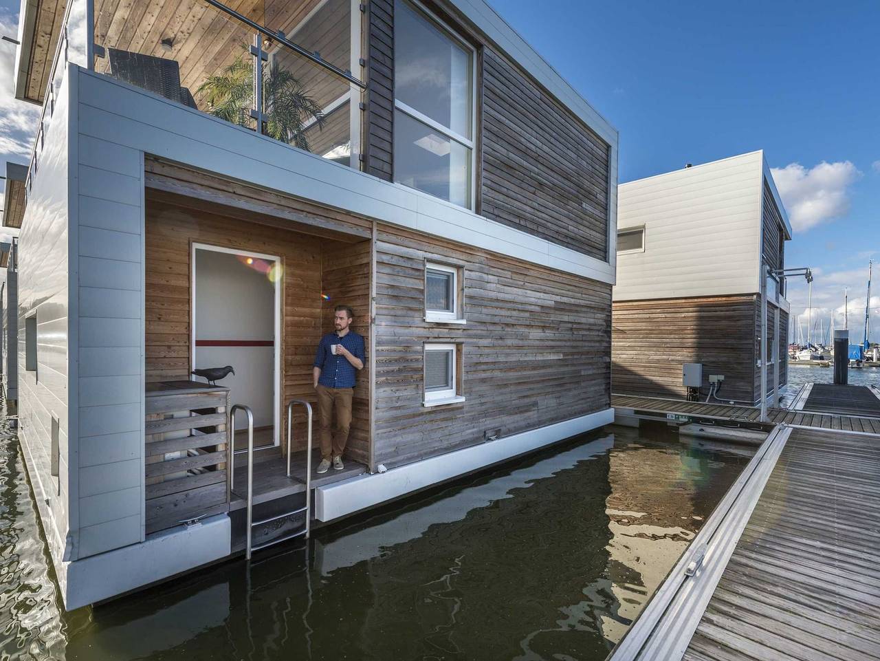 01. Floating Houses (95 m²) mit Kamin - Floating House 2 Wotig mit Kamin in Kröslin, Vorpommern Greifswald