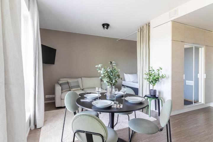 Appartement de vacances pour 2 personnes, avec sauna ainsi que vue et balcon