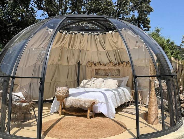 Tente pour 2 personnes, avec vue et piscine ainsi que terrasse et jardin, animaux acceptés en Corse - 2