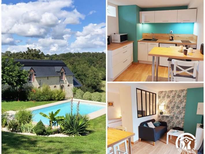 Gîte pour 2 personnes, avec Terrasse et Piscine à Argentré (Mayenne)