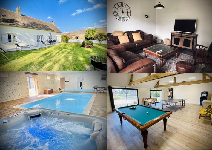Location de vacances pour 8 personnes, avec jacuzzi ainsi que piscine et jardin à Laigné-en-Belin