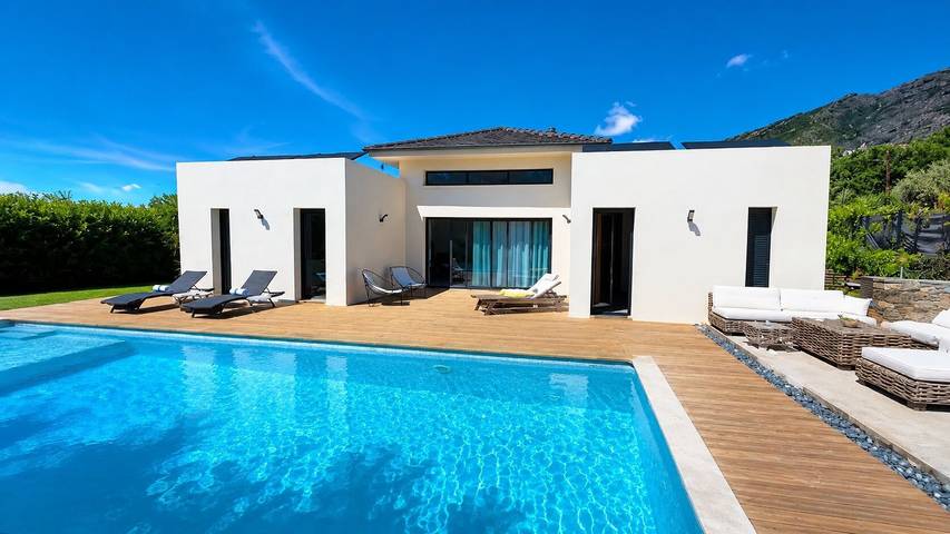 Maison de vacances pour 6 personnes, avec jacuzzi ainsi que bassin pour enfant et jardin, animaux acceptés dans Cap Corse