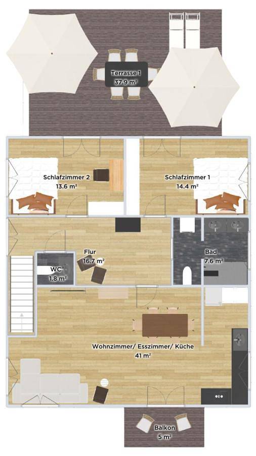 Ganze Wohnung, Two-Bedroom Apartment in Feldafing, Starnberger See