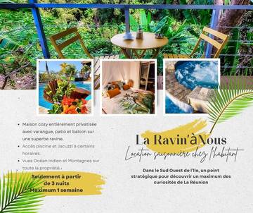 Gîte pour 2 personnes, avec piscine ainsi que jacuzzi et terrasse sur l' Île de la Réunion