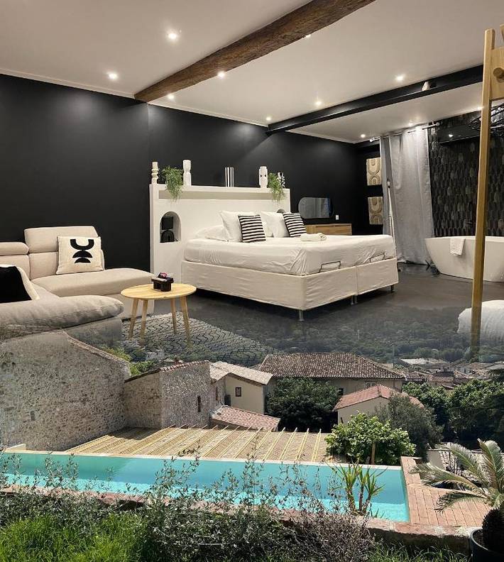 Maison d’hôte pour 2 personnes, avec Terrasse et Jardin ainsi que Piscine et Vue