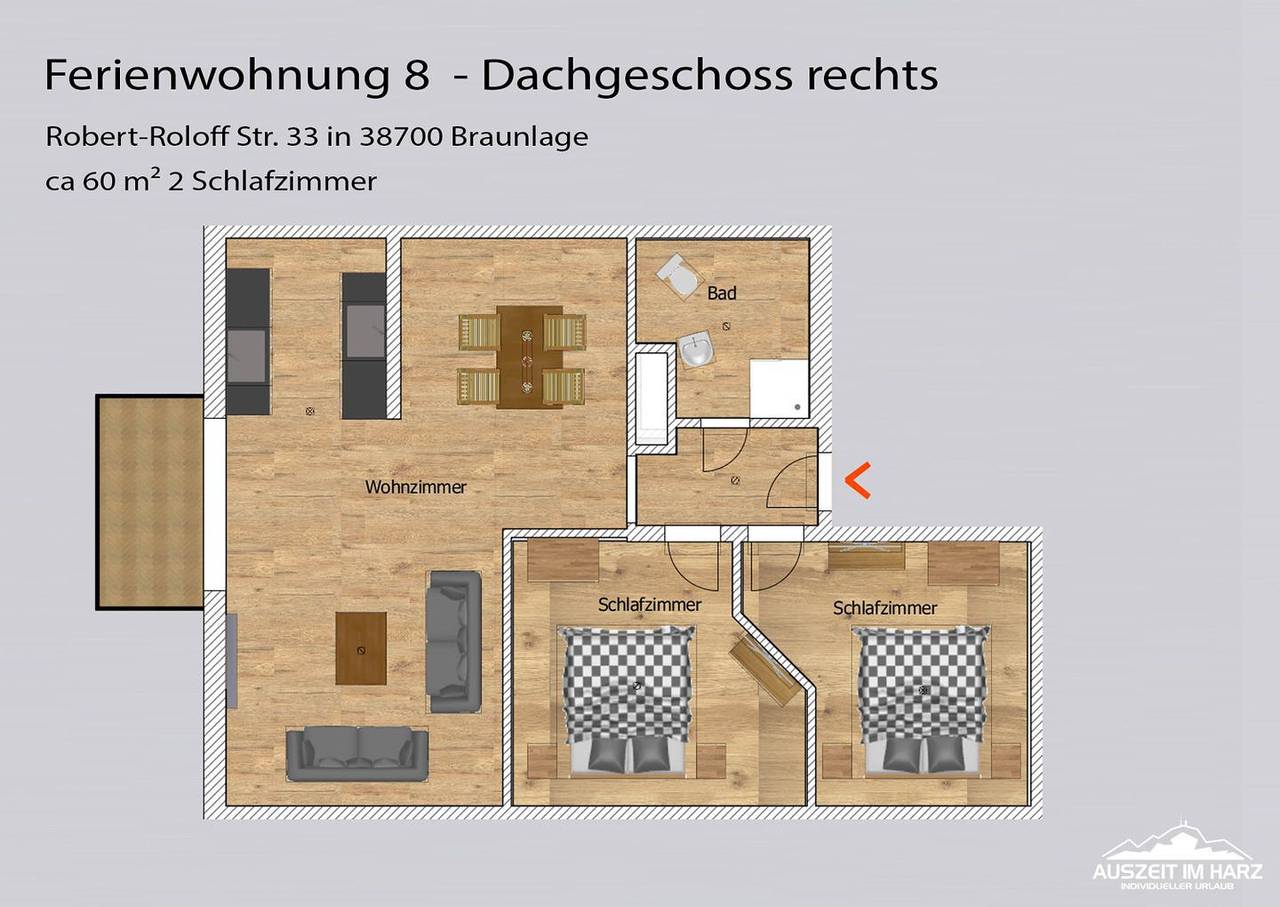 Ganze Wohnung, Haus 3 Ferienwohnung 8 in Braunlage, Harzvorland