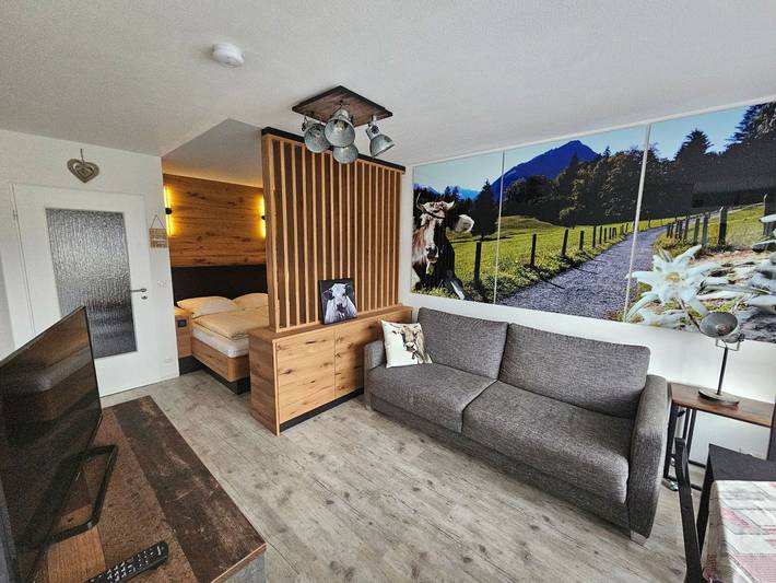 Ferienwohnung für 3 Personen, mit Balkon und Sauna sowie Ausblick im Allgäu