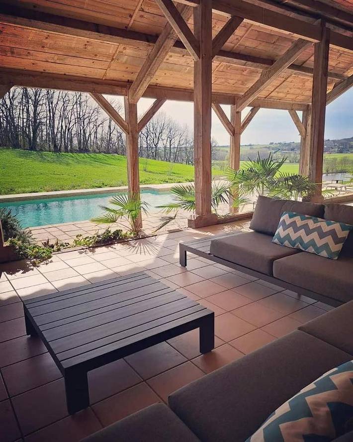 Maison de vacances pour 3 personnes, avec vue et piscine ainsi que terrasse et jardin