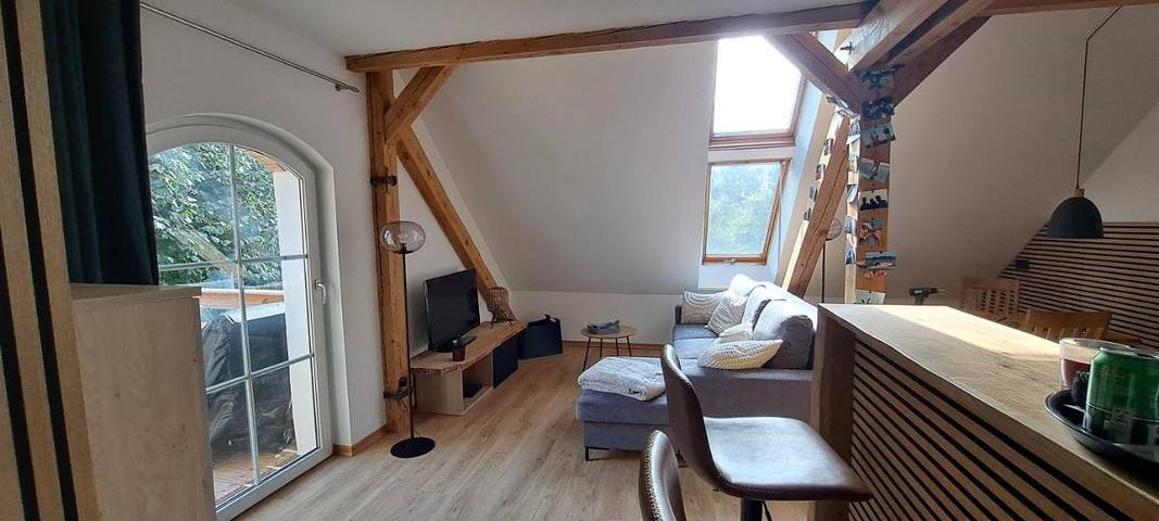 Ferienwohnung für 3 Personen, mit Balkon und Garten sowie Ausblick