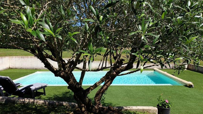 Gîte pour 2 personnes, avec Terrasse et Jardin ainsi que Piscine et Vue à Les Artigues-de-Lussac