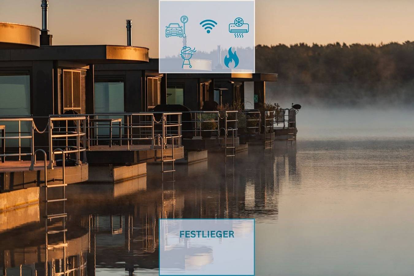 Floatinghouse Malibu Sunrise: mit Seeblick, Terrasse & Kamin für 6 Gäste in Bärwalder See, Boxberg (Oberlausitz)