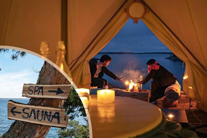 Camping für 2 Personen, mit Terrasse und Sauna sowie Ausblick in Mittelschweden