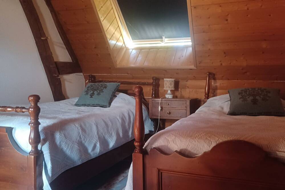 Chambre double lits jumeaux et salle d'eau privative in Saint-Usuge, Région de Louhans
