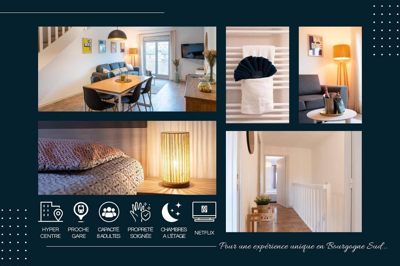 Appartement entier, Au Bercail Mâconnais - Hypercentre - Proche gare - Confort - 8 personnes in Mâcon, Région de Mâcon