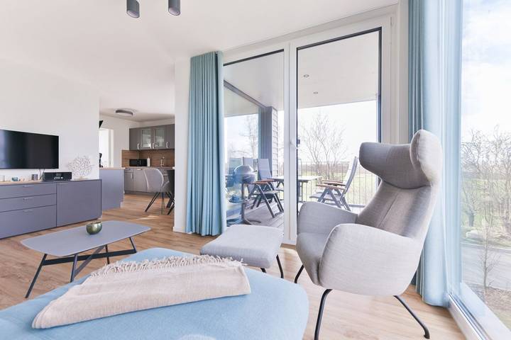 Ferienwohnung mit Meerblick für 4 Personen, mit Balkon und Sauna