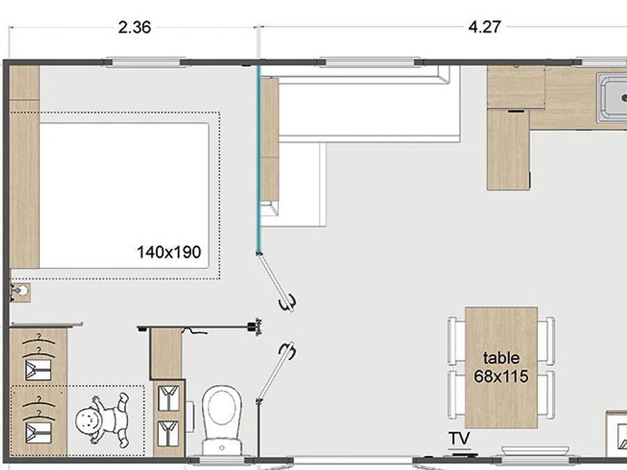 Camping Domaine de Kerelly - Mobilheim 4 personen - Flores Mh2 32 m² in Guégon, Pontivy und Umgebung