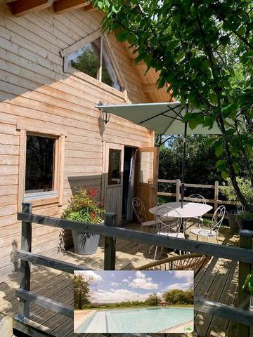 Maison de campagne pour 3 personnes, avec vue ainsi que piscine et jardin dans Sajas