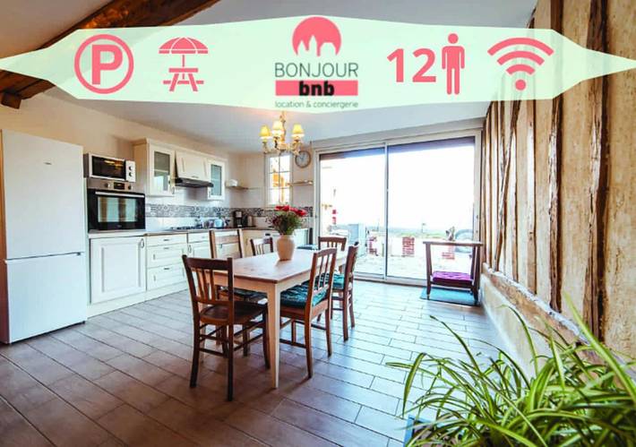 Appartement de vacances pour 12 personnes, avec vue et jardin