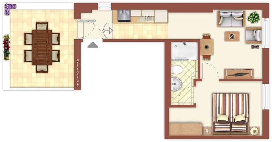 Ferienwohnung für 2 Personen, mit Meerblick und Balkon sowie Balkon/Terrasse in Warnemünde - 2
