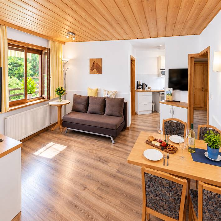 Ferienwohnung für 4 Personen, mit Terrasse und Garten sowie Ausblick