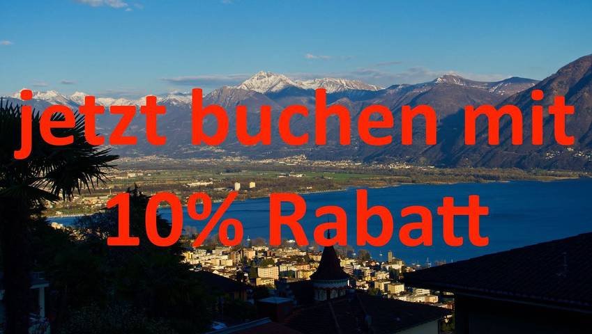 Ferienwohnung für 3 Personen, mit Balkon und Garten sowie Sauna und Seeblick in Orselina
