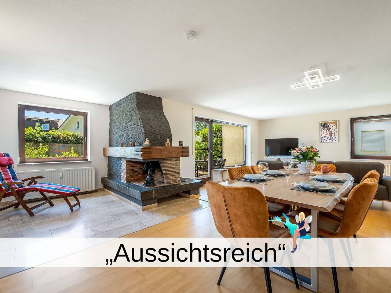 Ganze Wohnung, Ferienwohnung Aussichtsreich - großzügig mit Terrasse und Aussenkamin in Lindau, Bayerisch Schwaben