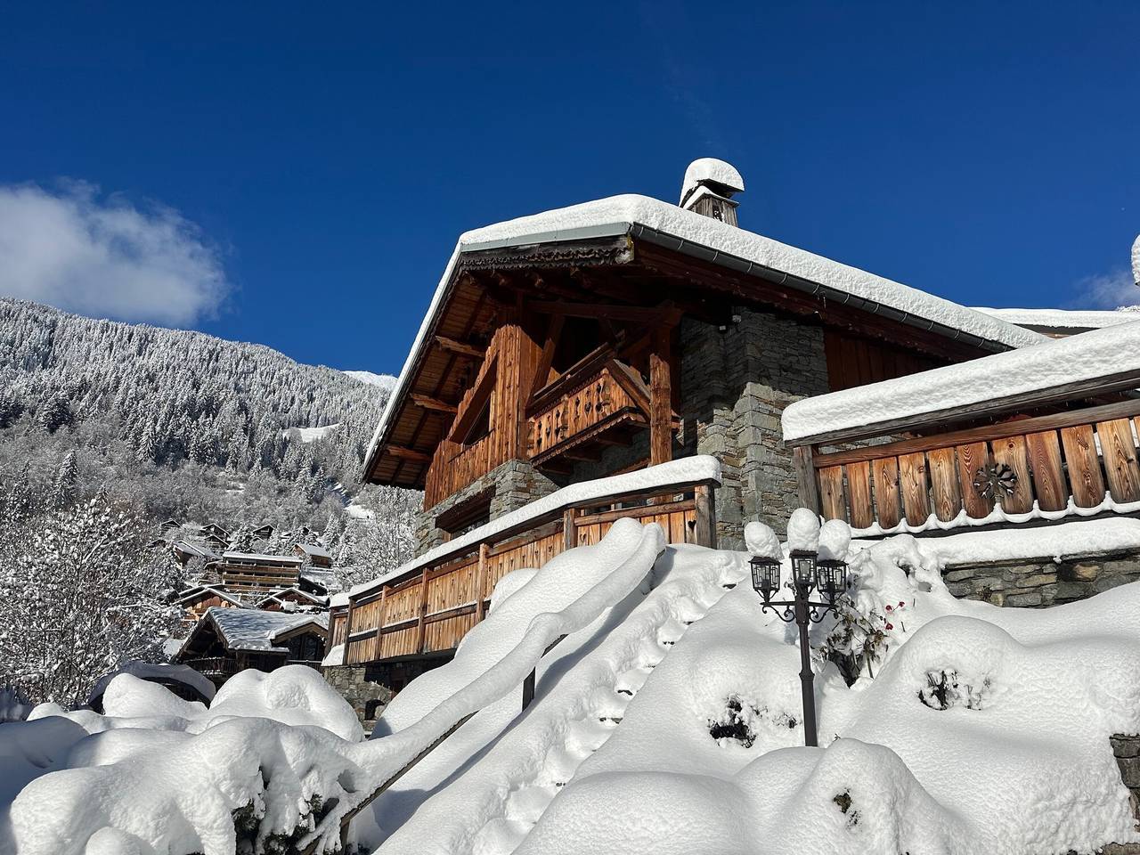 Luxuriöses Chalet mit Sauna & privatem Whirlpool, Pool & Spa gemeinsam mit zweitem Chalet in Champagny-en-Vanoise, Nationalpark Vanoise