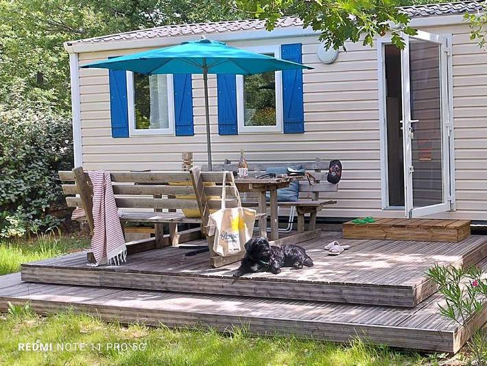 Flower Camping Jas du Moine - Mobilheim 6 personen - Mobilheim Standard 29m² (3 Schlafz. - 6 Pers.) + Terrasse + Tv + Klimaanlage in Salignac, Forcalquier und Umgebung