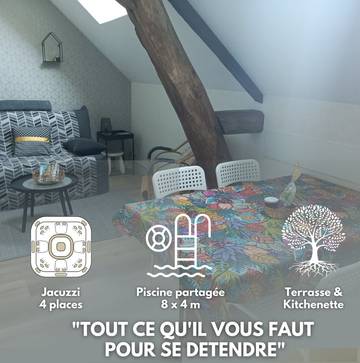 Gîte pour 4 personnes, avec jardin et piscine ainsi que jacuzzi et terrasse dans le Loir-et-Cher