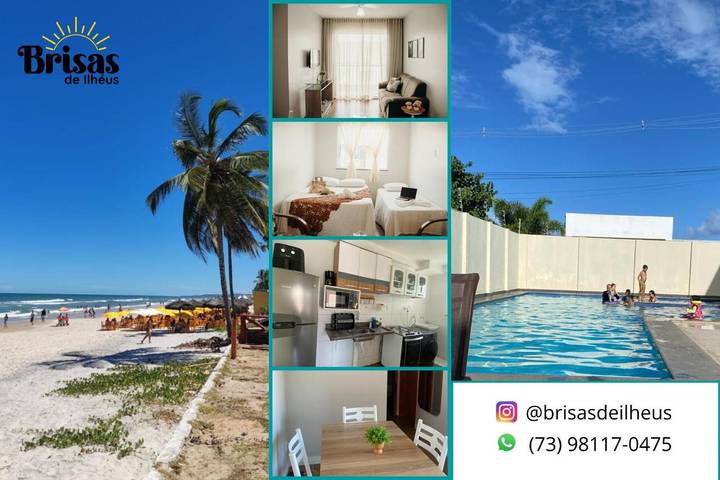 Casas e apartamentos de temporada para 5 pessoas, com piscina e balcão e ainda piscina infantil, adaptado a crianças em Ilhéus