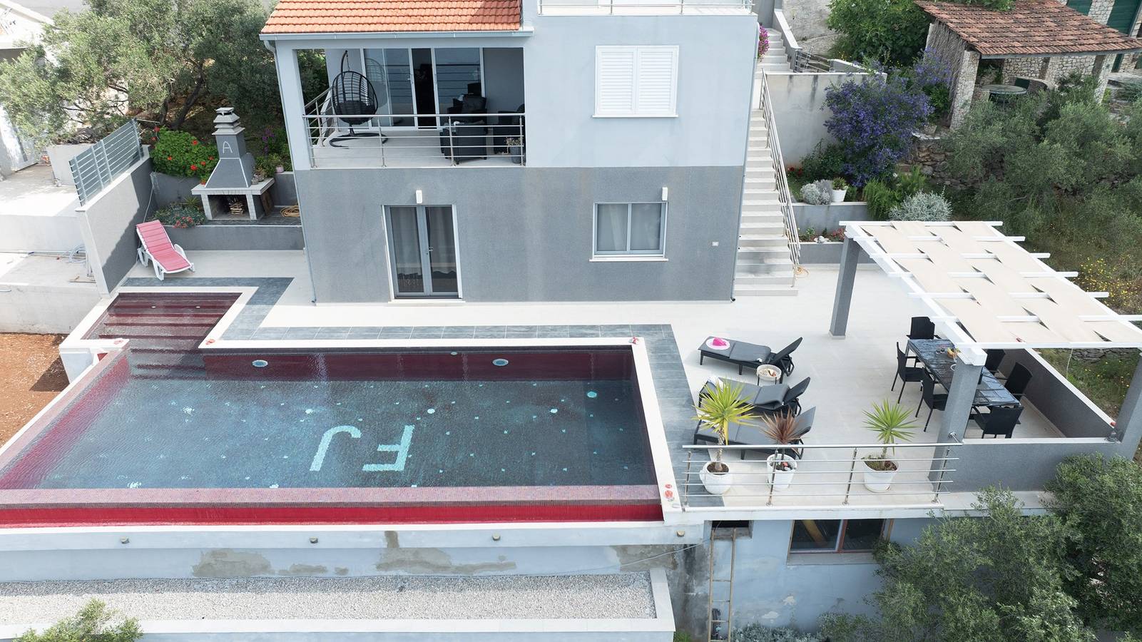 Beautiful and large Villa Franka with private pool and fantastic sea view in Korcula in Vela Luka, Korcula