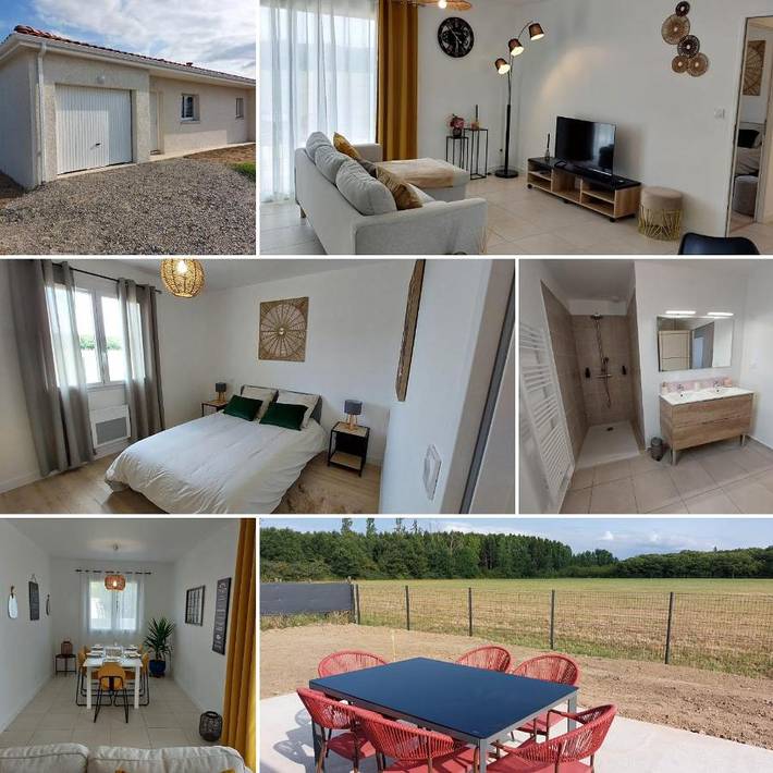 Cottage pour 5 personnes, avec jardin ainsi que vue et terrasse dans Bessens