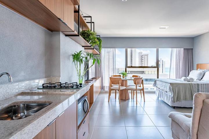 Apartamento para 4 personas, con jardín y vistas además de piscina y piscina para niños en Recife