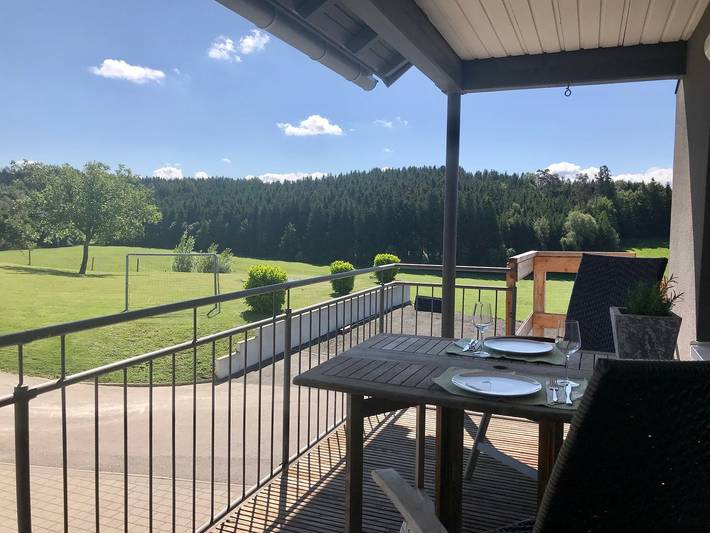 Ganze Wohnung, Ferienwohnung Schottenhof Walser 1 - Alleinlage im Grünen mit Panoramablick in Achberg, Region Bodensee-Oberschwaben