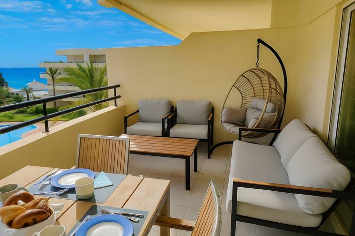 Appartement de vacances pour 6 personnes, avec Balcon ainsi que Jardin et Bassin pour enfant
