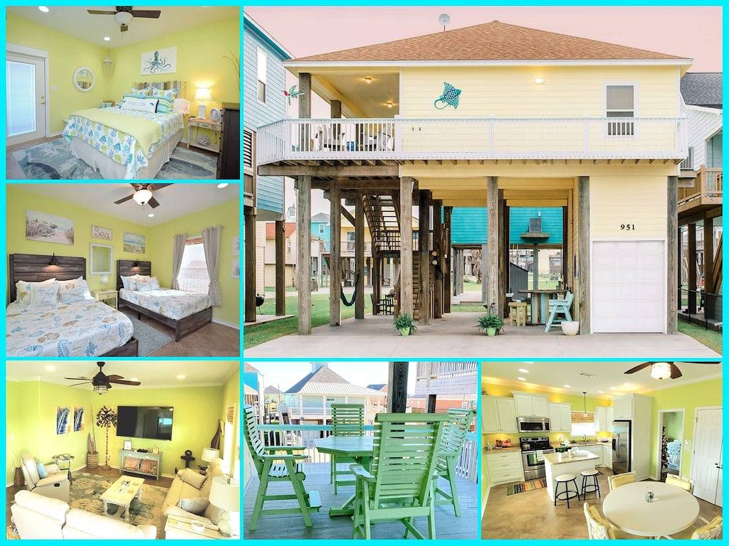 Fenced Yard ~ Cargo Lift ~ Fire Pit ~ 3-minute walk to beach! in Crystal Beach, Galveston County