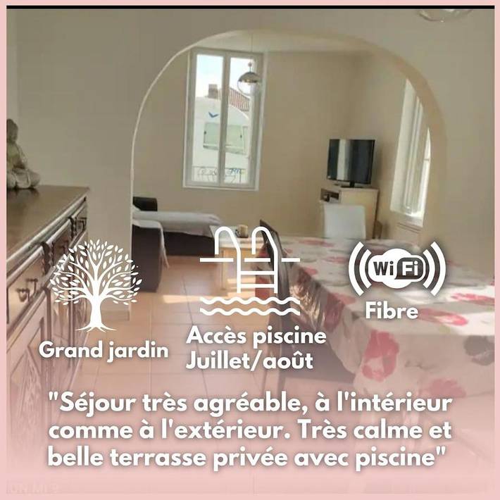 Appartement de vacances pour 4 personnes, avec jardin et piscine