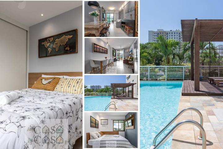 Casas e apartamentos de temporada para 6 pessoas, com jardim e piscina e ainda sauna em Jacarepaguá