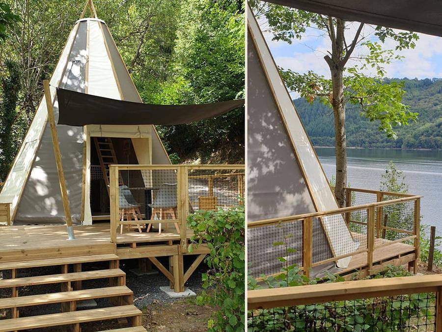 Camping Sunêlia La Source - Hébergement 5 personnes - Tipi Home 3ch 5pers - sans sanitaire - 34m2 in Thérondels, Massif central