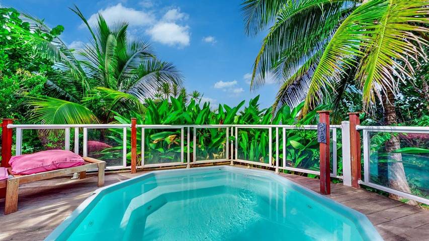 Location de vacances pour 4 personnes, avec piscine et jardin ainsi que balcon et vue à Terre-de-Bas - 3