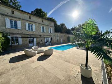 Location de vacances pour 8 personnes, avec vue ainsi que piscine et jardin à Bourg