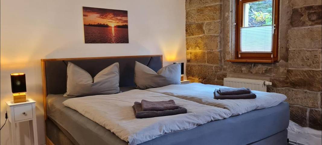 Ferienwohnung für 4 Personen, mit Garten und Ausblick in Krippen