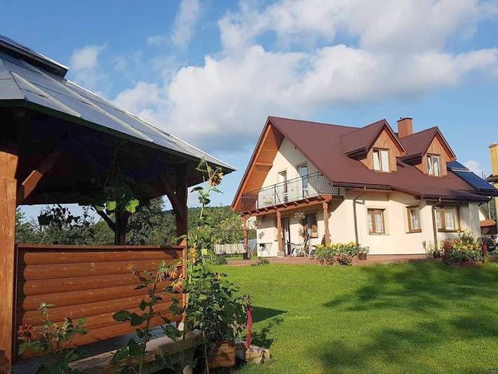 Dom dla 8 osób, z Balkon i Taras oraz Ogród i Widok w Brzegi Dolne