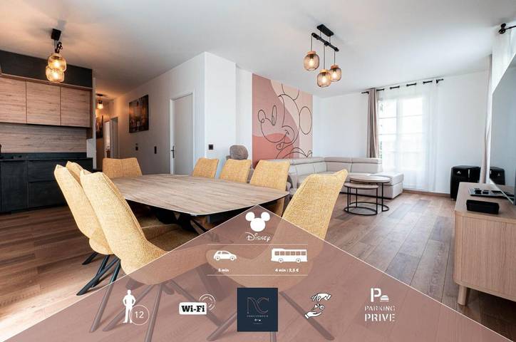 Ferienwohnung für 12 Personen, mit Terrasse und Seeblick sowie Ausblick in Disneyland Paris