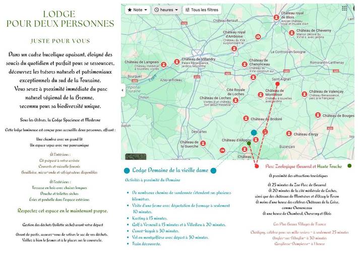 Location de vacances pour 2 personnes, avec vue et jardin à Cléré-du-Bois - 2