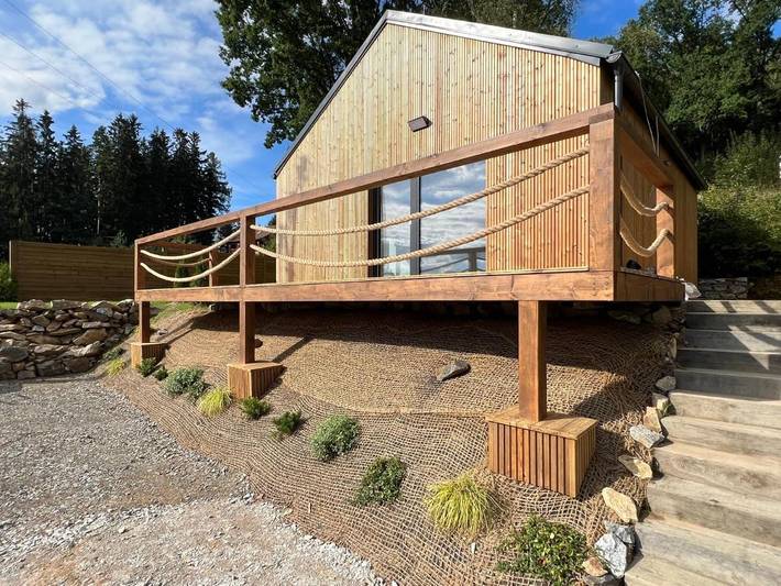 Ferienhaus für 5 Personen, mit Ausblick und Terrasse sowie Garten und Seeblick