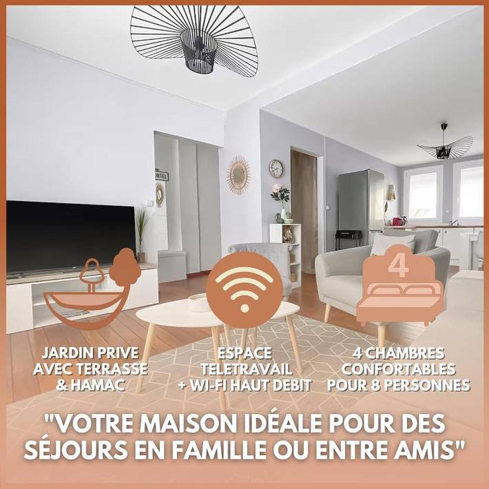 Maison de vacances pour 8 personnes, avec terrasse dans Plage du Portel
